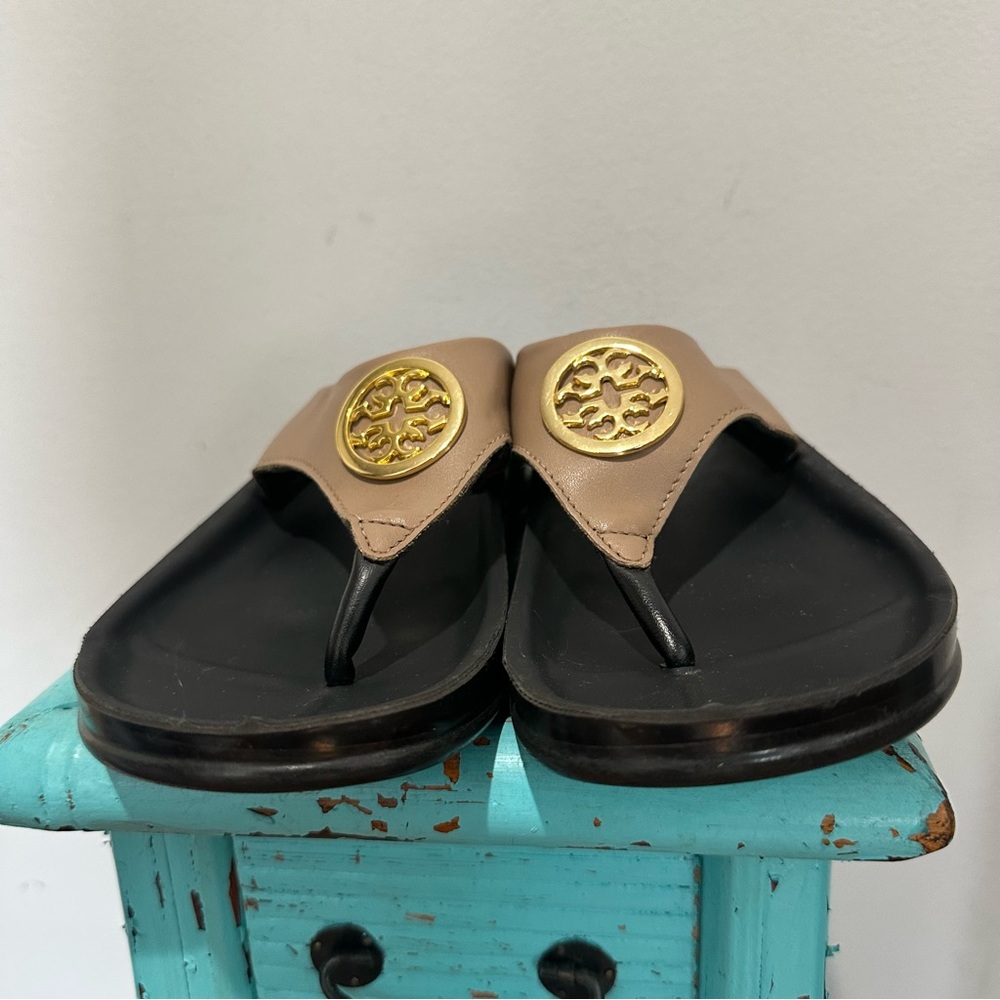 Aerothotic Comfort Flip Flop Tan Gold Hardware Size 8 - Picture 3 of 12